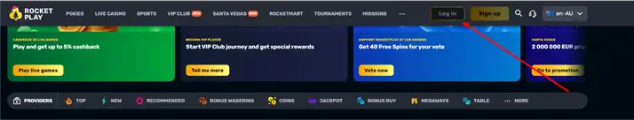 Rocketplay login